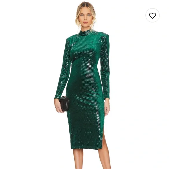 green emerald velvet dress Sail to Sable x Style Charade Charlotte Sequin Dress in Emerald Medium